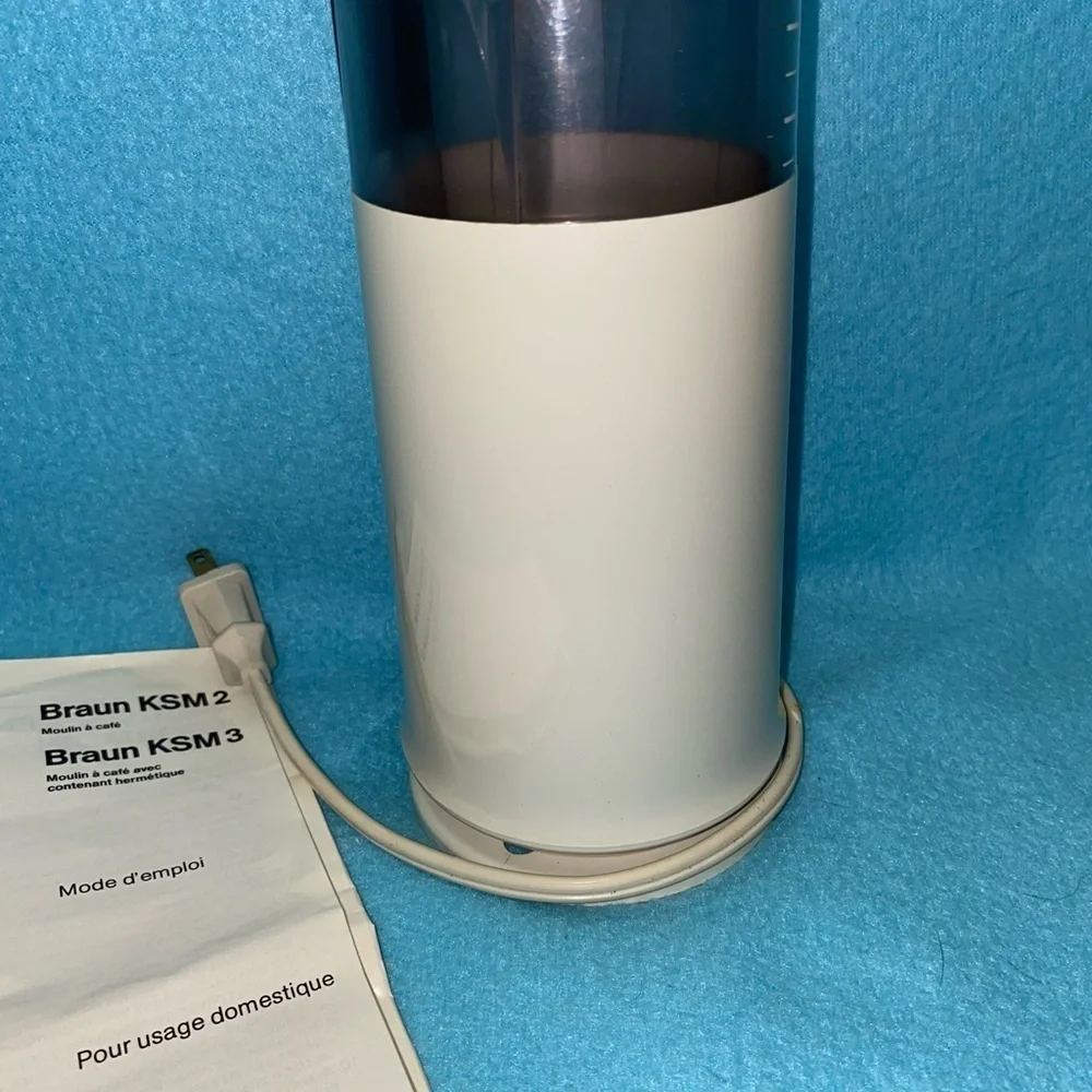 BRAUN Aromatic Coffee Grinder for coffee beans model #KSM 2 vintage tested white